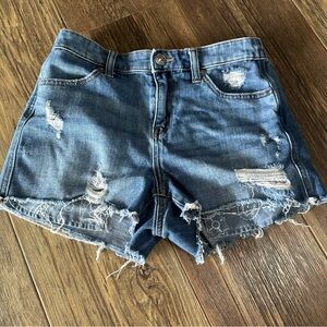 Aerie distressed denim Jean shorts women's XS elastic back waist ripped holes